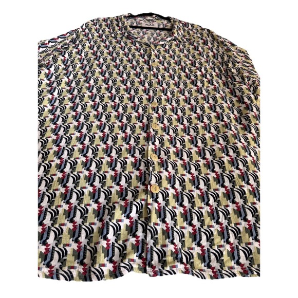 FLAX Designs Dress Tunic 3G 24-26 Art Deco Rayon Thinking Tropics Boho Novelty - Picture 6 of 16